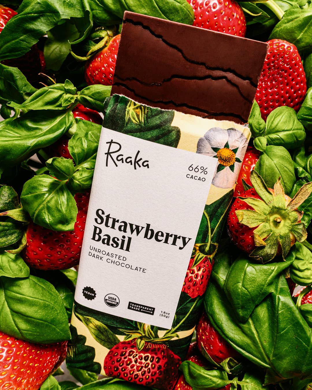 Raaka Chocolate - 66% Strawberry Basil Bar - Spring Limited Batch