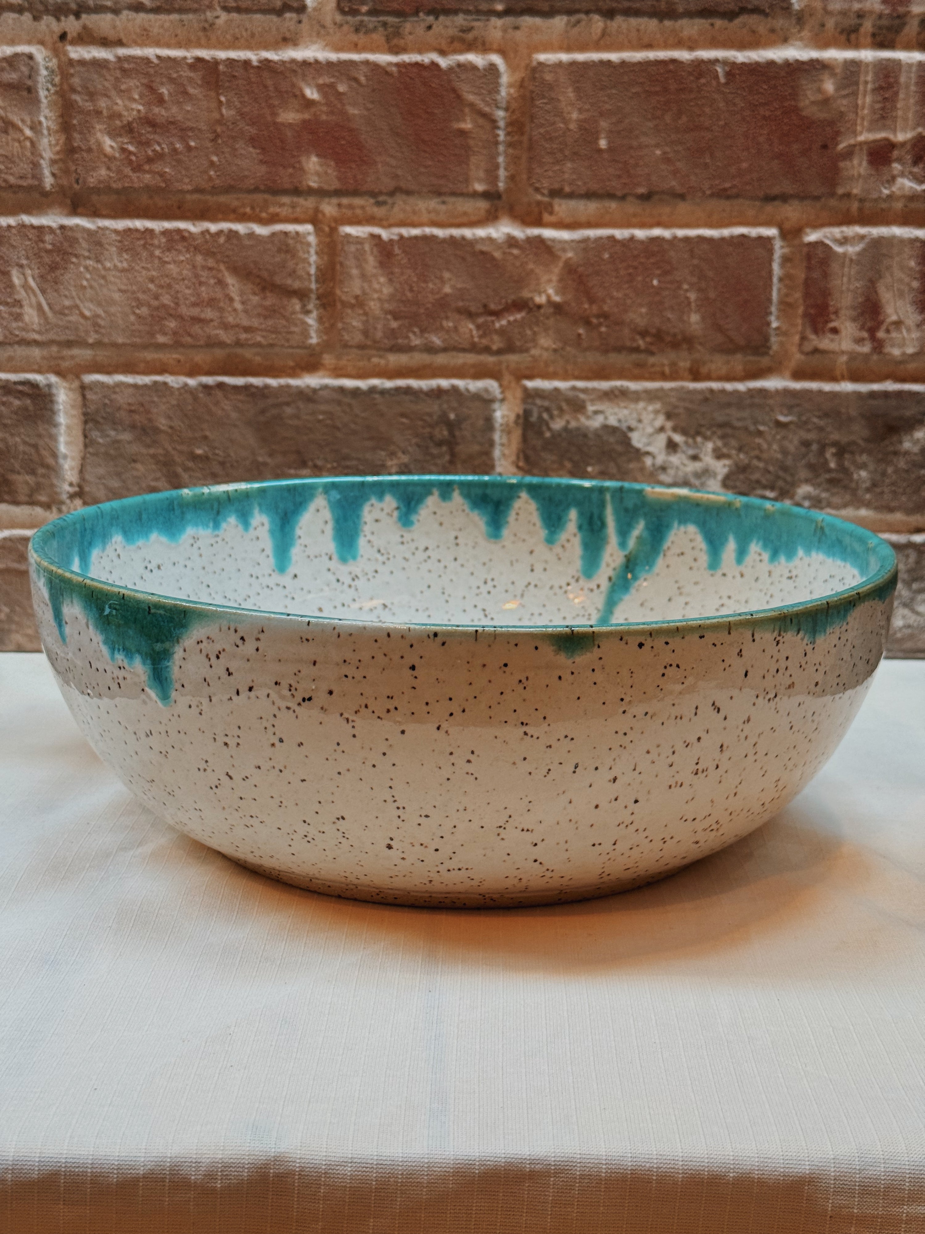 Speckled Serving Bowl - White/Seafoam