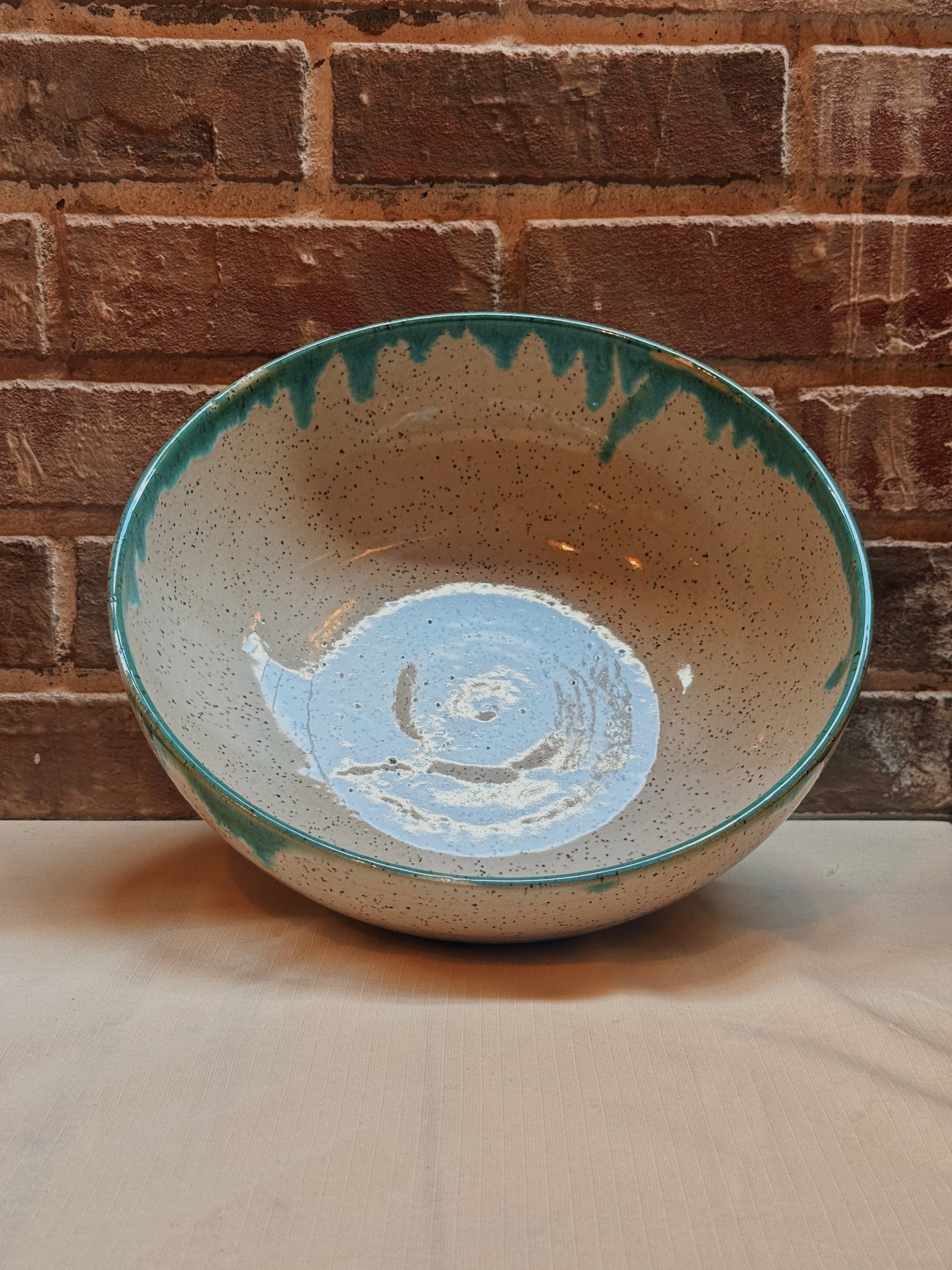 Speckled Serving Bowl - White/Seafoam