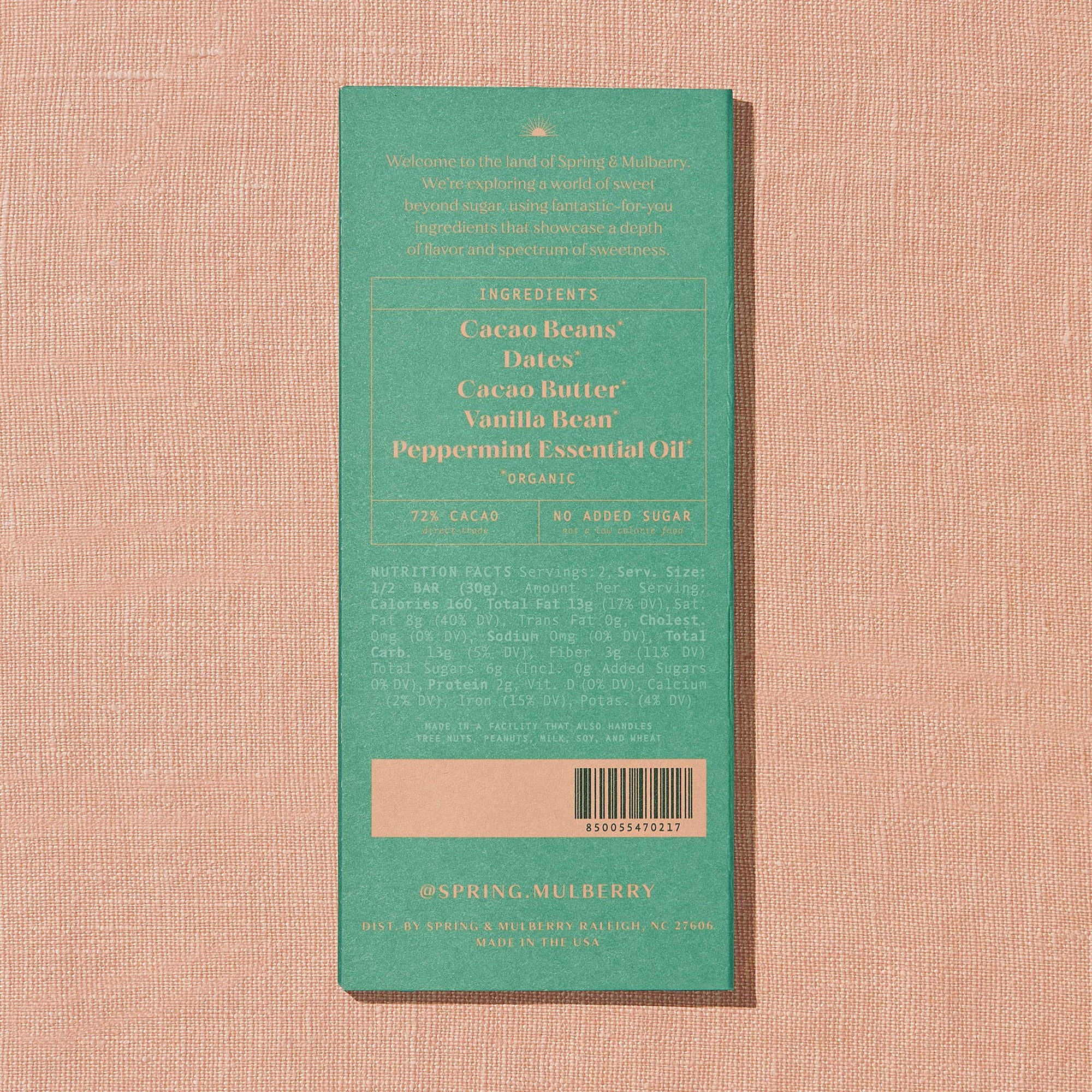 Spring & Mulberry - Mint Leaf Date-Sweetened Dark Chocolate