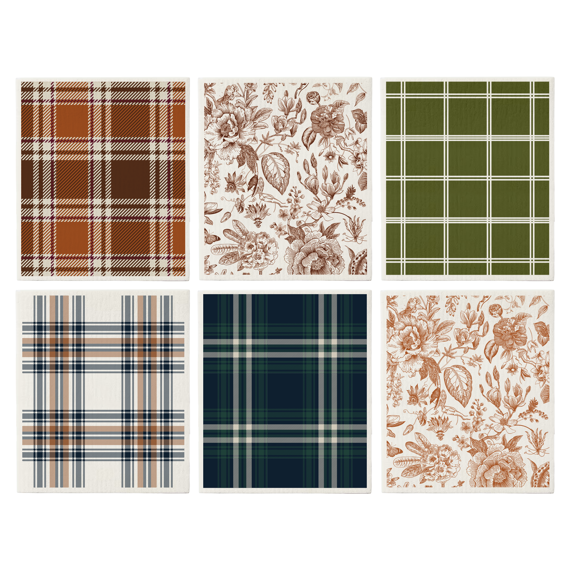 Sweet Water Decor - *NEW* Fall Pattern Swedish Dishcloths, Set of 6 - Fall Decor