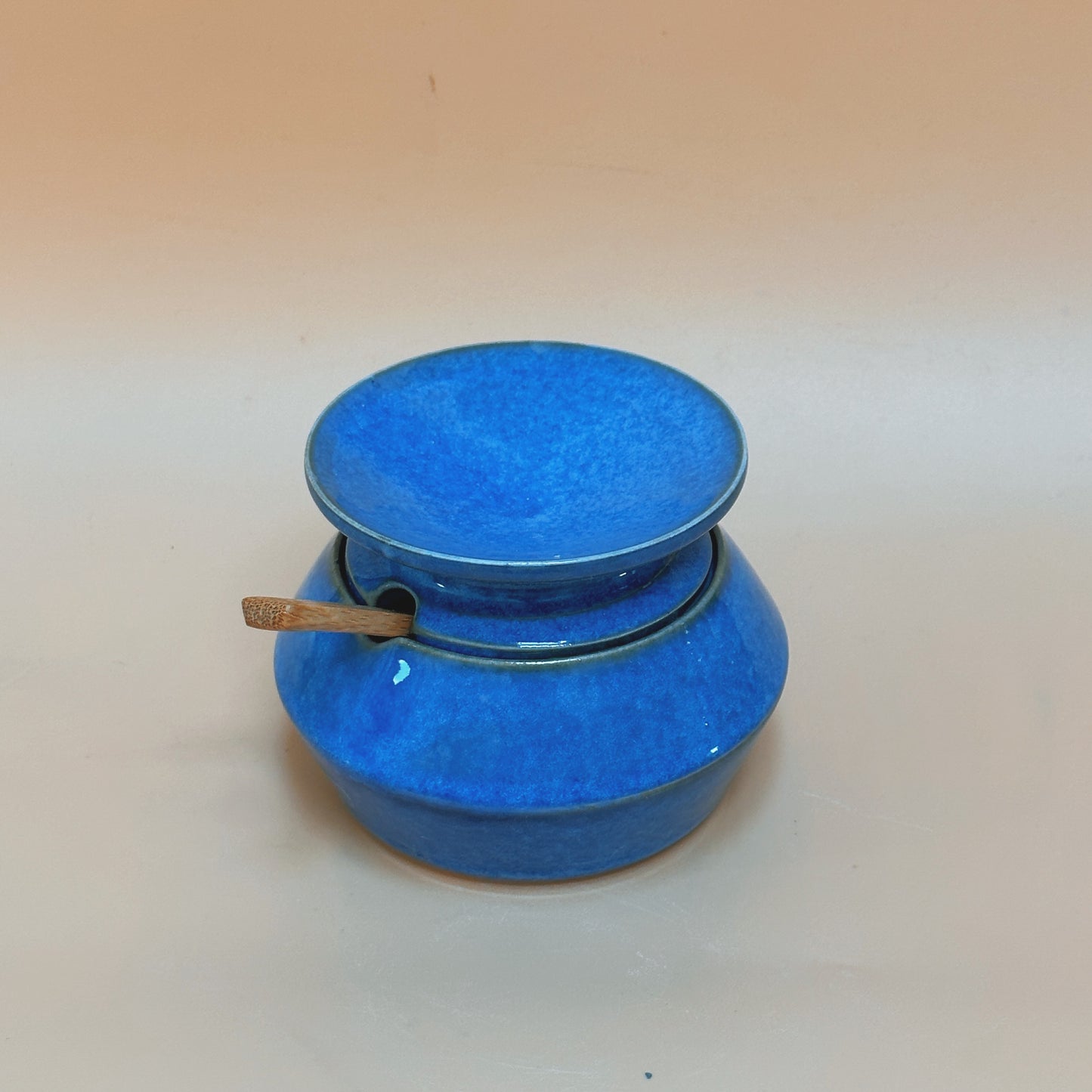 Lidded Angled Cellar with spoon