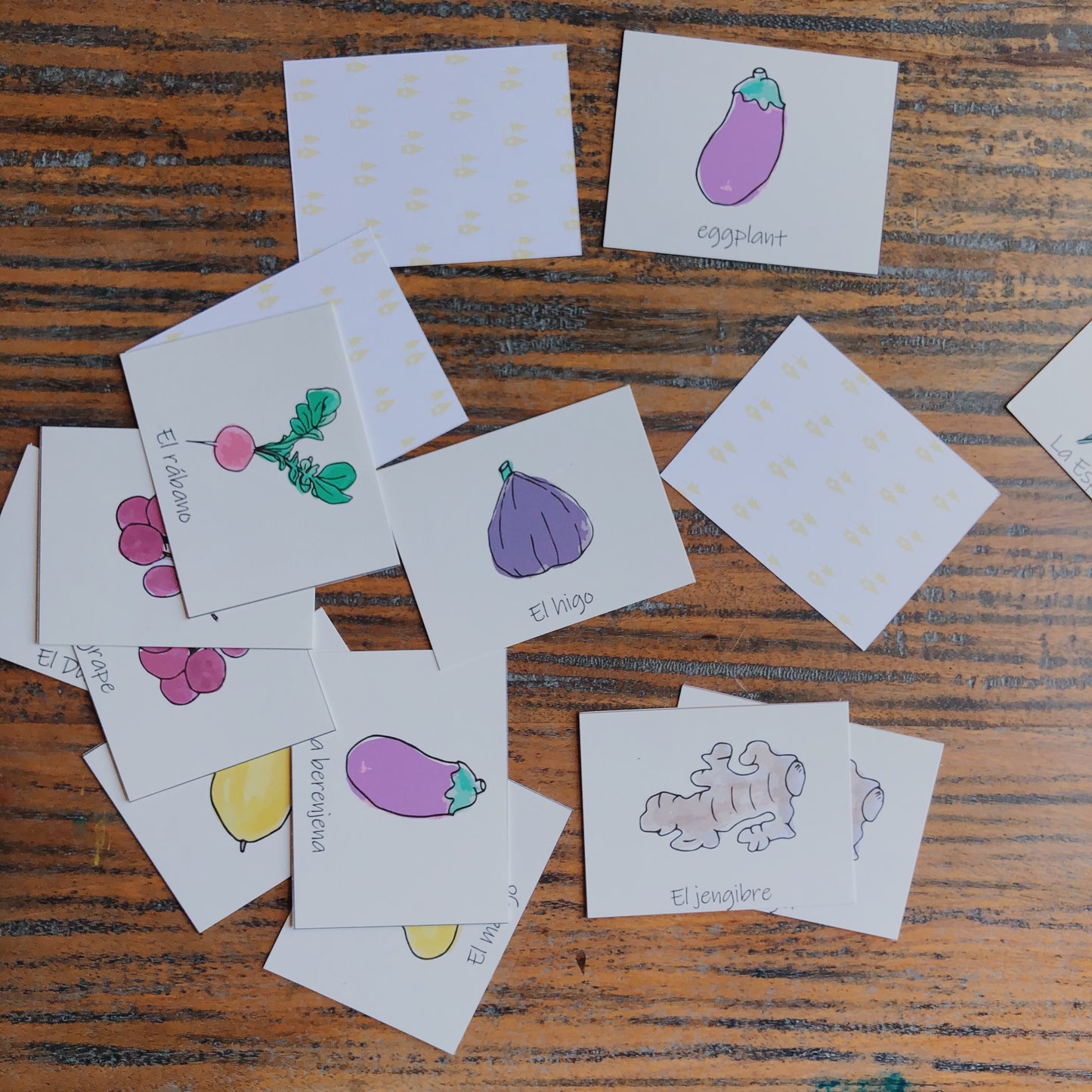 English - Spanish memory game