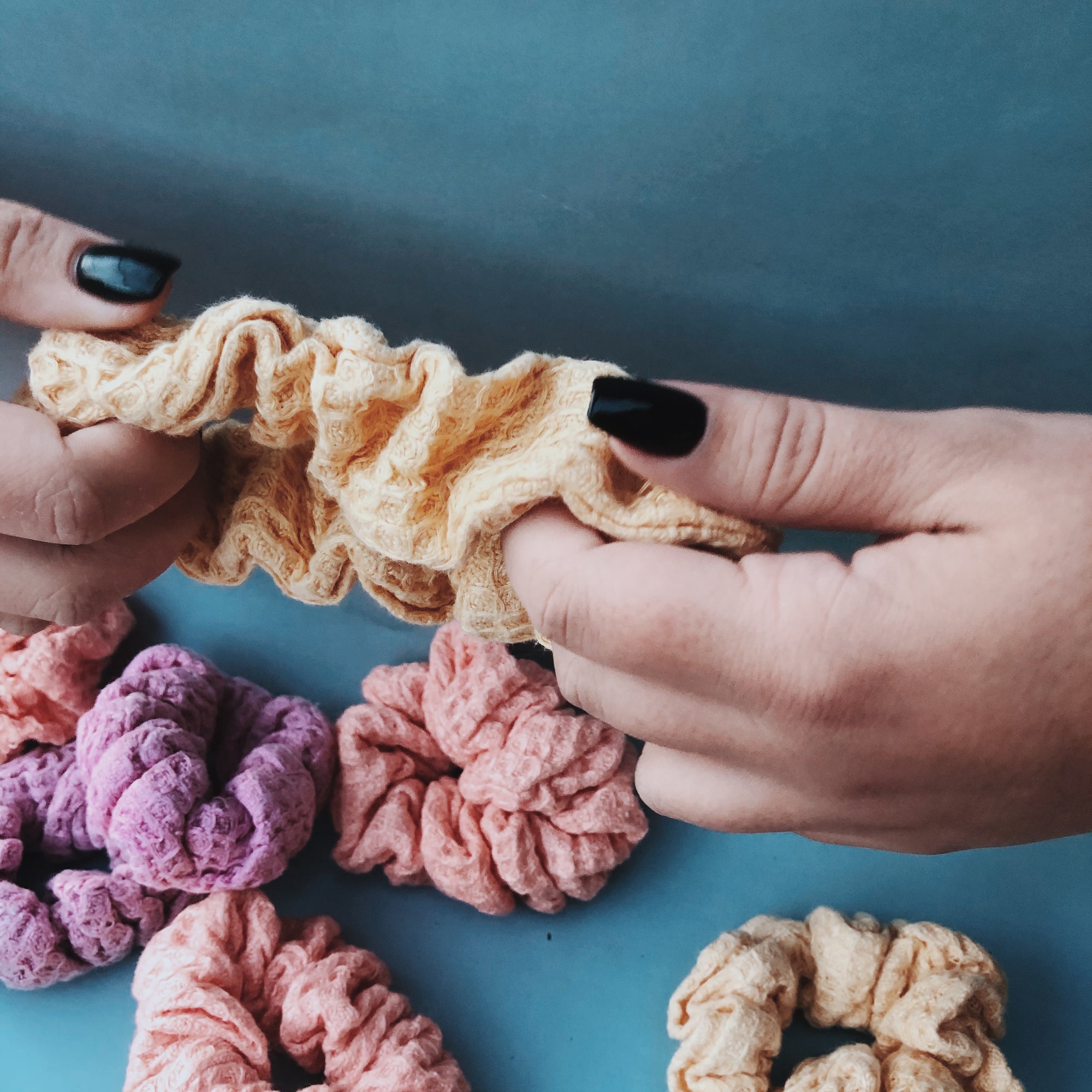 Waffle knit scrunchies