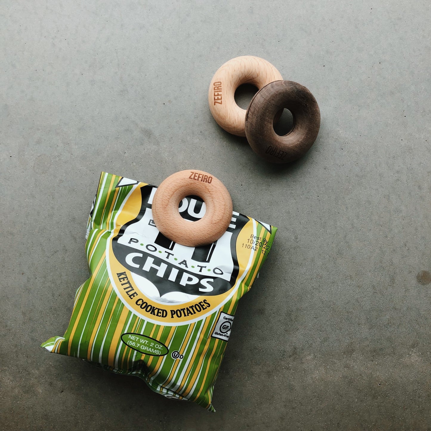 Wooden Donut Bag Clip