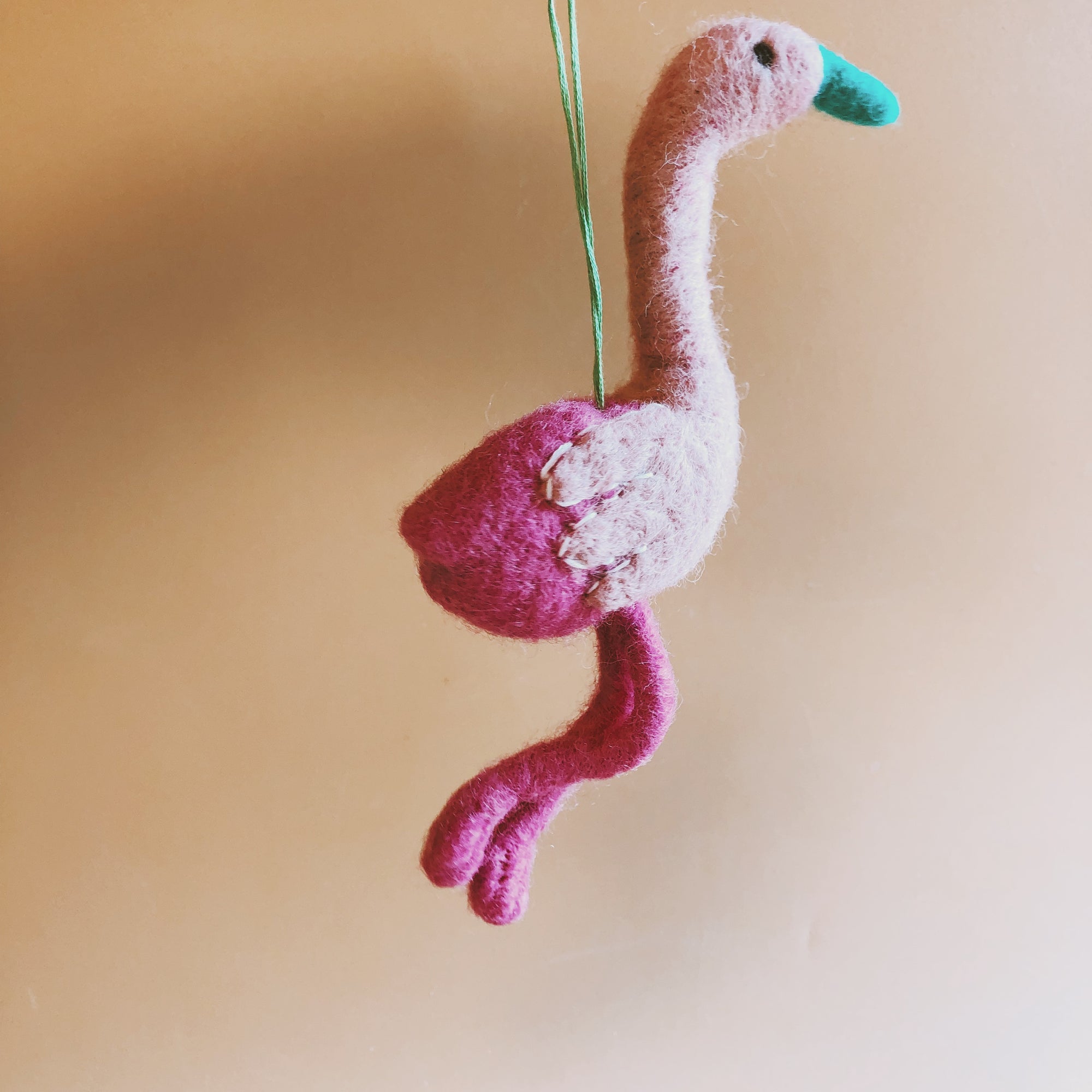 Felted Flamingo Ornament