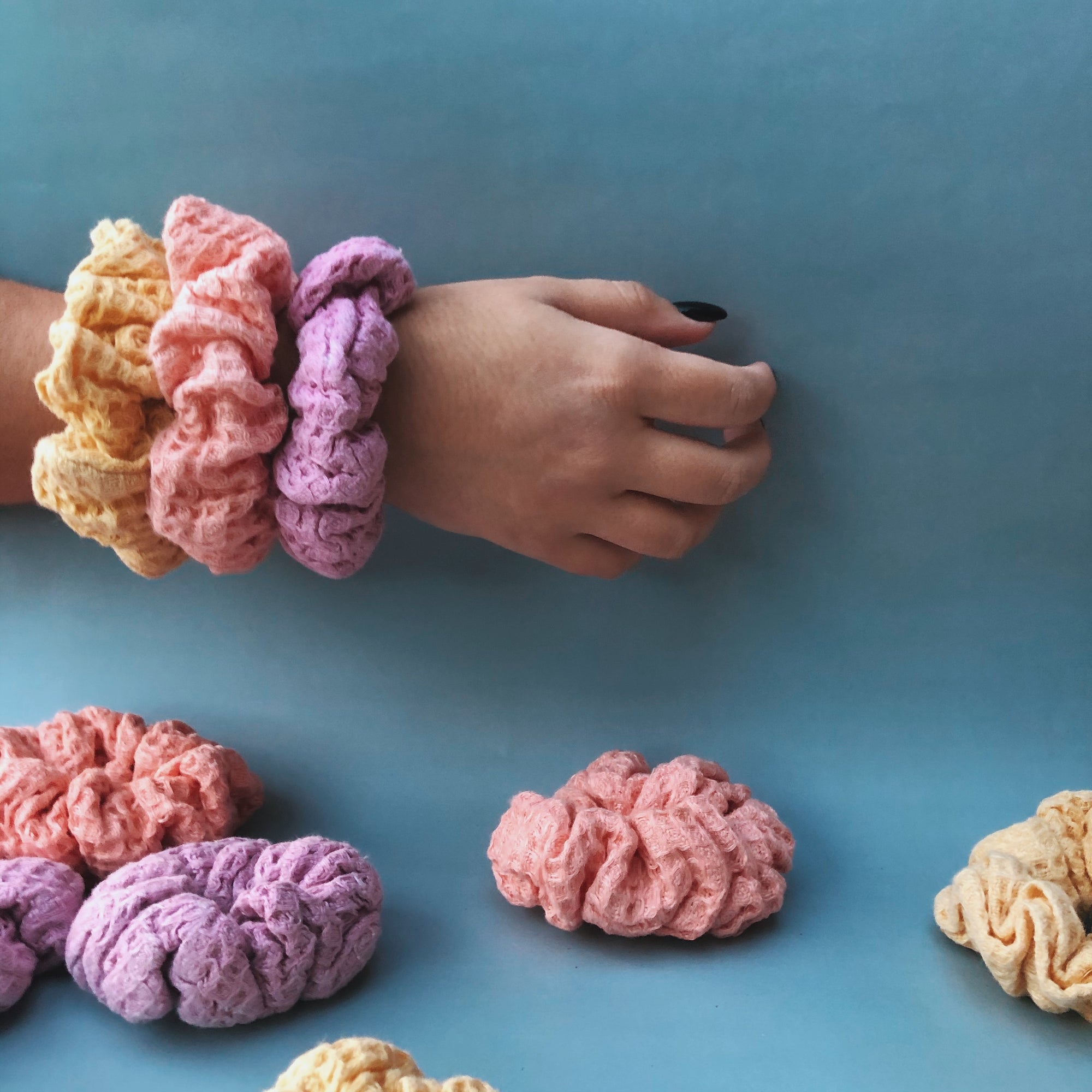 Waffle knit scrunchies